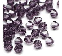 Perlin Perlas de cristal de Bohemia de 3 mm, doble cono, 100 unidades checas para enhebrar, perlas de cristal talladas, perlas de cristal para pulseras (morado)