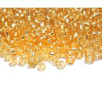 Perlin Perlas de cristal indias, perlas de semillas, perlas pony, 3 mm, entrada de plata, forradas en plata 8/0, 3300 unidades (oro claro)