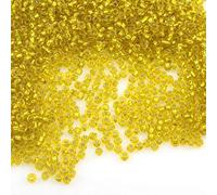 Perlin Perlas de cristal indias, perlas de semillas, perlas pony, 3 mm, entrada de plata, forradas en plata 8/0, 3300 unidades (amarillo)
