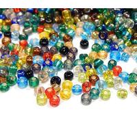 Perlin Perlas de cristal indias, perlas para semillas, perlas pony, con entrada plateada, 11/0, 2 mm, 6500 unidades (mixtas)