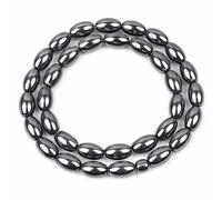 Perlin Perlas de hematita ovaladas negras 8 x 6 mm, no magnéticas, 45 unidades, cuentas de hematita, piedras preciosas, perlas sueltas para pulseras, cadenas, bisutería, bricolaje
