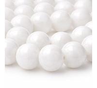 Perlin - Perlas de jade de piedra semipreciosa 10/8/6/4 mm opaco blanco redondo para cada perla para enhebrar para bricolaje de cadena (4 mm 1 fila)