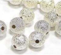 Perlin Perlas de latón con forma de estrella de polvo de 4/6/8 mm, redondas, espaciadoras entre perlas (4 mm, plata, 50 unidades)