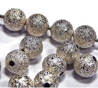 Perlin Perlas de latón con forma de estrella de polvo de metal, 4/6/8 mm, redondas, espaciadoras entre perlas (8 mm, plata antigua, 30 unidades)