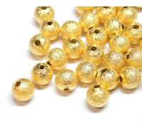 Perlin Perlas de latón con forma de estrella de polvo de metal, 4/6/8 mm, redondas, espaciadoras entre perlas (doradas, 50 unidades, 6 mm)