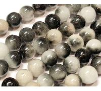 Perlin Perlas de piedras preciosas de jade malayo, 6 mm, redondas, 60 unidades, piedras semipreciosas para joyas, cadenas, pulseras (negro)