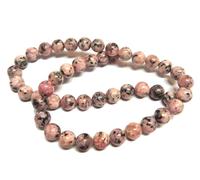 Perlin Perlas de piedras preciosas de jaspe para joyas, cadena y pulsera, 8 mm, redondas, 45 unidades, piedra natural rosa
