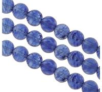 Perlin Perlas de piedras preciosas semipreciosas, redondas, 50 unidades, perlas con agujero para enhebrar, 4 mm (cuarzo azul sandía)