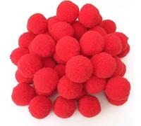Perlin - Pompones de 30 mm rojo pompón 100 unidades de costura Tilda para manualidades, pompones de peluche esponjosos para manualidades creativas divertidas DEK86 x 5