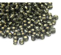 Perlin Rocailles cuentas de cristal perlas de los indios perlas de semillas perlas Pony 4mm, 6/0 redondas mini cuentas de semillas 1100 piezas (gris con incrustación plateada)