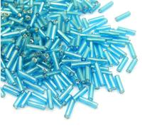 Perlin Rocailles perlas de cristal perlas indias perlas de semillas perlas Pony 6mm perlas bugle perlas en forma de perno tubos varillas 3300 uds (Azul con entrada de plata)