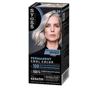 SYOSS Permanent Cool Color 12-59 Rubio Platino Ceniza, tinte de pelo matizador y mascarilla intensiva con keratina, para una cobertura profesional de canas, color duradero