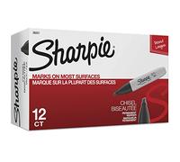 Permanent Marker, 5.3mm Chisel Tip, Black, 12/Pack