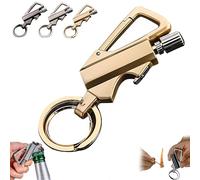 Permanent Match Infinity Lighter,3-in-1 Keychain Lighter,with Dual-Sided Flint Fire Starter,Reusable Waterproof Strike Anywhere,Match Strike for Outdoor Camping Hiking Survival Igniter (Gold)
