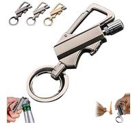 Permanent Match Infinity Lighter,3-in-1 Keychain Lighter,with Dual-Sided Flint Fire Starter,Reusable Waterproof Strike Anywhere,Match Strike for Outdoor Camping Hiking Survival Igniter (Silver)