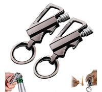 Permanent Match Infinity Lighter,3-in-1 Keychain Lighter,with Dual-Sided Flint Fire Starter,Reusable Waterproof Strike Anywhere,Match Strike for Outdoor Camping Hiking Survival Igniter (2PCS-Black)
