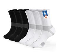 PERMANENTLY001 Calcetines deportivos antiampollas mujer niño niña joven Calcetines tenis hombre acolchados para pádel bádminton béisbol críquet 35-38 3Negro+3Blanco S 6P