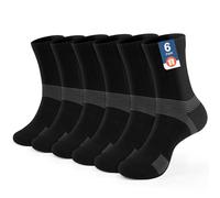 PERMANENTLY001 Calcetines deportivos antiampollas mujer niño niña joven Calcetines tenis hombre acolchados para pádel bádminton béisbol críquet correr senderismo baloncesto 35-38 S Negro 6P