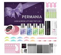 PERMANIA Kit Lifting de Pestañas y Tinte, Lifting Pestañas Kit, 4 en 1 Juego de Lifting de Pestañas con Color Negro, para Salón y Uso Doméstico, También Funciona en Laminación y Teñido de Cejas
