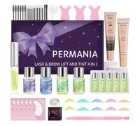 PERMANIA Lifting Pestañas Kit 2025 Actualizado de Elevación y Tinte de Pestañas y Cejas, 4 en 1, hasta 4-6 Semanas
