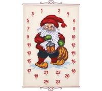 Permin Kit de punto de cruz con diseño de calendario de Adviento de Santa Claus con un farol