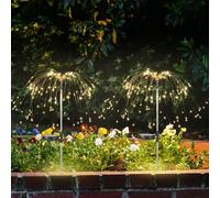 PERMUST Luces Solares LED para Exterior, 150 LED Fuegos Artificiales con 8 Modos para Jardín, Patio y Camino - 2 Piezas Impermeables