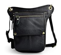 Pernera Moto Bolsa de Muslo for Hombre, riñonera for Motocicleta, Bolsa Viaje for Pierna, Paquete Herramientas for Carreras Motocross(Black Litchi Grain)
