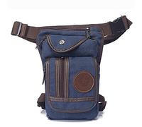 Pernera Moto Bolsa de Pierna de Lienzo Motocicleta Mensajero Mensajero Bolsas de Hombro Cinturón Hip Bum Cintura Fanny Pack Bolsa Pierna Moto (Color : Blue)