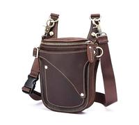 Pernera Moto Estuche de riñonera Viaje con diseño Bolsa Cuero for Motocicleta(Dark Brown)