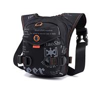 Pernera Moto Hombres Impermeables Nylon Drop Bags Muslo Hip Bum Band Bag Cintura Fanny Pack Viajes Montar Motocicleta Crossbody Bolsos de Hombro RiñOnera Moto Pierna (Color : Black Leg Bag)