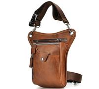 Pernera Moto Riñonera de Cuero Bolsa cartuchera for Hombres y Mujeres cinturón riñonera multifunción Motocicleta Bicicleta Senderismo al Aire Libre Camping Bolsa Pierna Moto (Color : Light Brown)