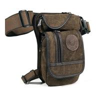 Pernera Moto Riñonera de Lona for Hombre, Tipo Bandolera, Multiusos, for Motocicleta, for Acampar Bolsa Pierna Moto(Coffee)