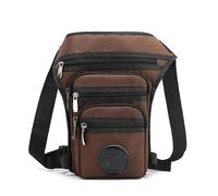 Pernera Moto Riñonera for Hombre, riñonera, cinturón, Bolsa for Pierna, Bolso de Viaje for Escalar, Nailon, Cuerpo Cruzado for, Bolsas for Motociclista(Coffee)