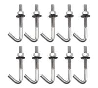 Perno de anclaje de techo M6 x 130 mm, tornillos de anclaje de hormigón, gancho en J, acero inoxidable 304, gancho de pared de 7 formas, ganchos de vástago largo con arandela de tuerca hexagonal
