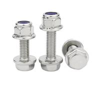 Perno de brida de acero inoxidable 304 con tuerca de seguridad de nailon, M4, M5, M6, M8, M10, A2-70, 2-5 unidades(X45mm,M10 2PCS)