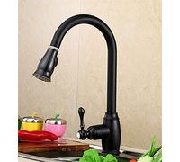 Perno de Grifo de Cocina Individual con Cabezal rociador extraíble, Llave para soldar, Mezclador de Grifo de Fregadero de Cocina Totalmente de Cobre, aireador de cinturón Negro de una Sola manija.
