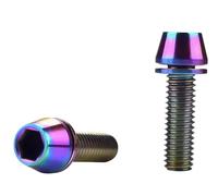 Perno de tornillo de cabeza cónica de titanio de 2 uds-6 uds, M5 M6 X16/18/20/25 con arandela de junta, sujetadores de vástago de bicicleta(Rainbow,2PCS_M6X25MM)