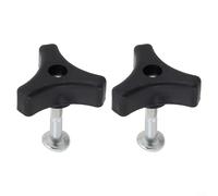 Perno de tuerca de mango triangular de plástico para máquina de cortacésped, paquete de 2 pomos de repuesto con tornillo, 50 mm de longitud, 6 mm de diámetro, plateado y negro