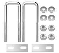 Perno en U Cuadrado Pernos en Forma de U de Acero Inoxidable con Tuercas y Placas para Fijación de Tubería 25 mm de Ancho Interior 2 Piezas M8 25x100mm