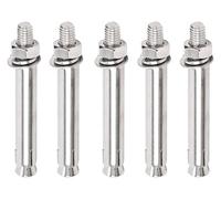 Pernos de anclaje, 5 piezas M10, pernos expansión resistentes, acero inoxidable con tuerca hexagonal externa, manguito, perno for construcción paredes, × 170 mm(M10x250mm)