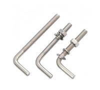 Pernos de anclaje en forma de L de acero inoxidable 304 con juego de tuercas y arandelas M4 M5 M6 M8 M10 M12, tornillos de ángulo recto y perno cuadrado(M4x80mm 5Sets)