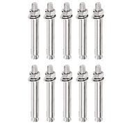 pernos de anclaje, Tornillos de expansión, paquete 10, M8, acero inoxidable, tuerca hexagonal externa, manguito, perno anclaje for construcción muros/M8 x 100 mm(M8X120Mm)