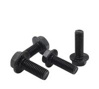 Pernos de brida hexagonal con diente antideslizante, de acero al carbono de grado 10.9 negro, M5, M6, M8, M10, M12, M14 y M16, 1 a 10 unidades, con diente medio o completo.(M10x25mm-2pcs FT)