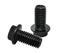 Pernos de brida hexagonal de acero al carbono negro rosca de mano izquierda, soporte inferior con bridas perno de eje, pernos de manivela, rosca M8, longitud 16 mm (20 piezas)
