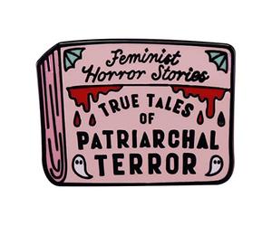 Pernos de esmalte de solapa feminista con historia de terror Broches de metal motivacional feminista Broche de metal insignias pines de solapa ropa mochila insignia Pin de solapa para mujer,