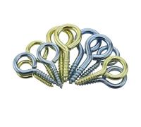 Pernos de ojo con arandelas de tuercas, pernos de ojo roscados, pasadores de tornillo de acero al carbono 0# -14# Gancho de madera autorroscante apretado(NO 5 50pcs brass)