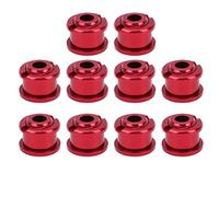 Pernos de plato para bicicleta, aleación de aluminio de una sola velocidad, 10 Uds., 4,9 MM, ligeros, duraderos, a prueba de herrumbre, accesorios para bicicleta de montaña y (Roja)