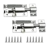 Pernos de puerta, 2 unidades de pestillo deslizante de acero inoxidable, armarios y unidades de almacenamiento, 2 pulgadas (plata)