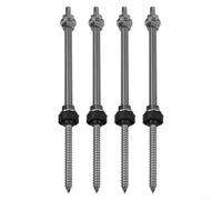 Pernos de suspensión M10 con sello EPDM, tuerca de bloqueo y adaptador para kits de instalación fotovoltaica solar de acero inoxidable A2 (M10 x 250 mm, 4 piezas)