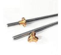 pernos de tornillo de acero inoxidable, Tornillo de avance T10 de 10 mm de diámetro, paso de 2 mm, paso de 8 mm, acero inoxidable con tuercas de latón, paquete de 2, varios tamaños(250mm)
